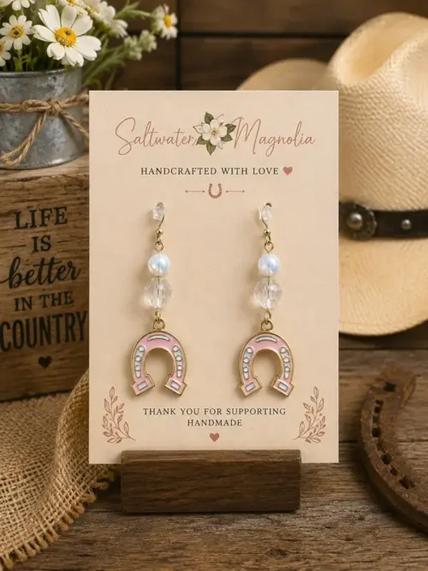 Lucky Blush Horseshoe Earrings