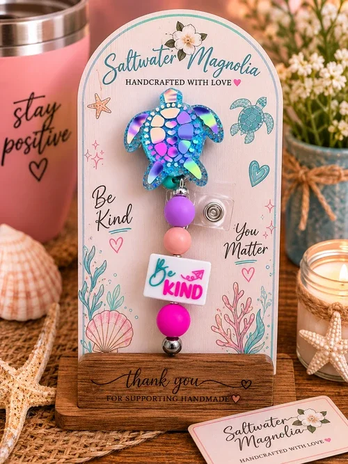 Be Kind Sea Turtle Badge Reel