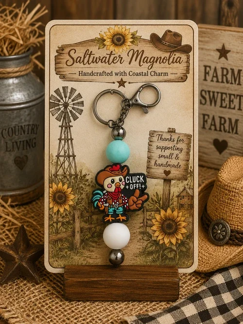 Cluck Off Cowboy Keychain