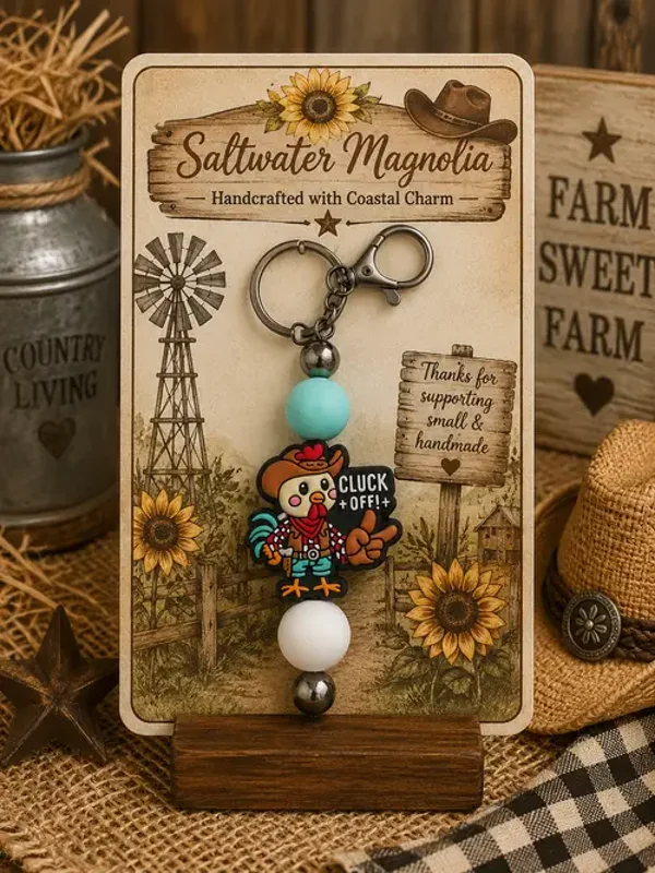 Cluck Off Cowboy Keychain