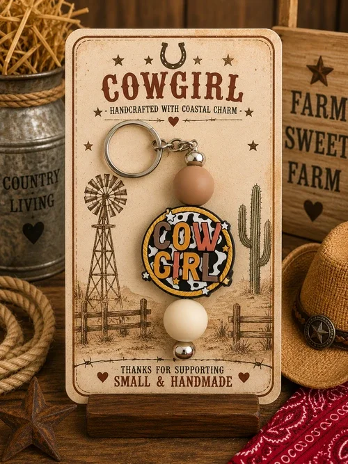 Western Cowgirl Keychain