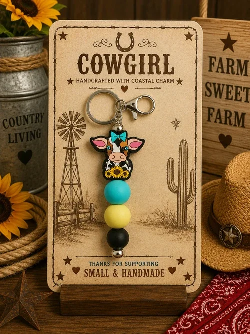 Sunflower Cowgirl Keychain
