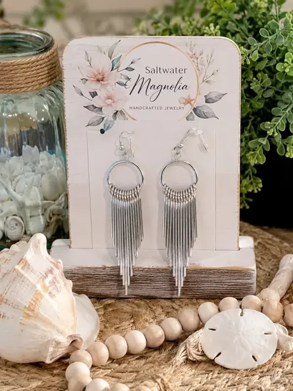 Silver Cascade Fringe Earrings