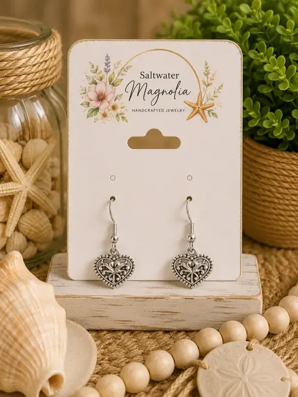 Vintage Heart Keepsake Earrings