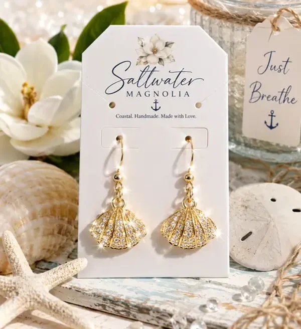 Golden Seashell Glam Hoops