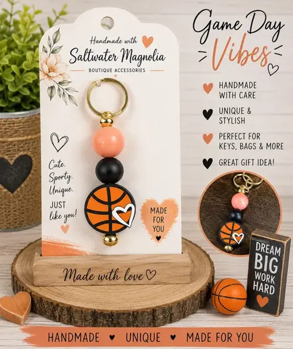 Game Day Basketball Keychain
