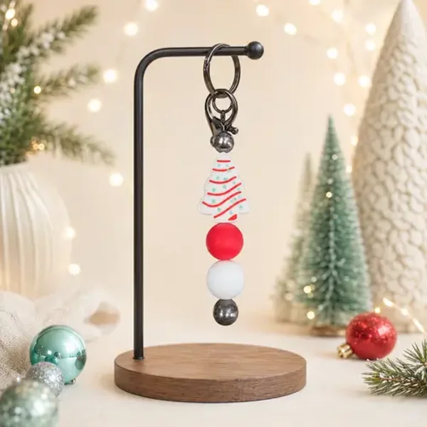 Candy Cane Christmas Tree Keychain