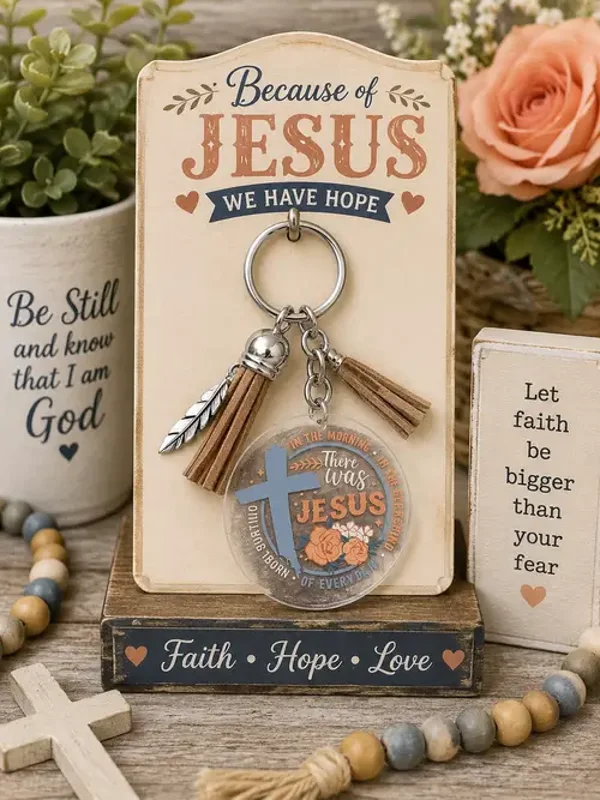 Because of Jesus Keychain