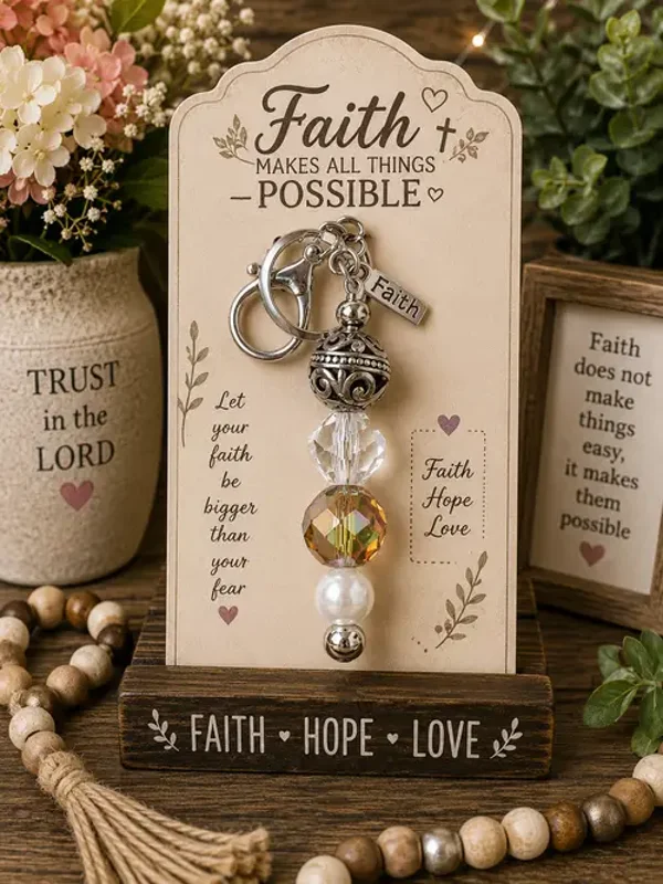 Faith Makes All Things Possible Keychain