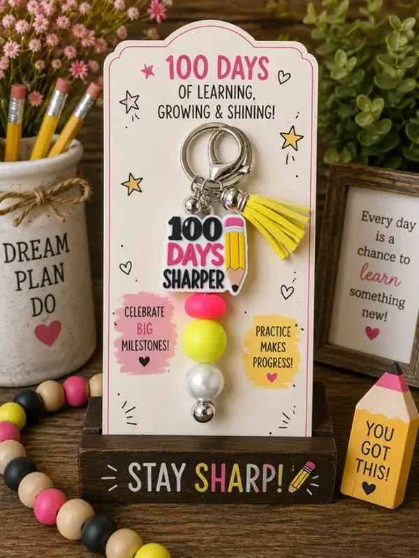 100 Days Sharper Keychain