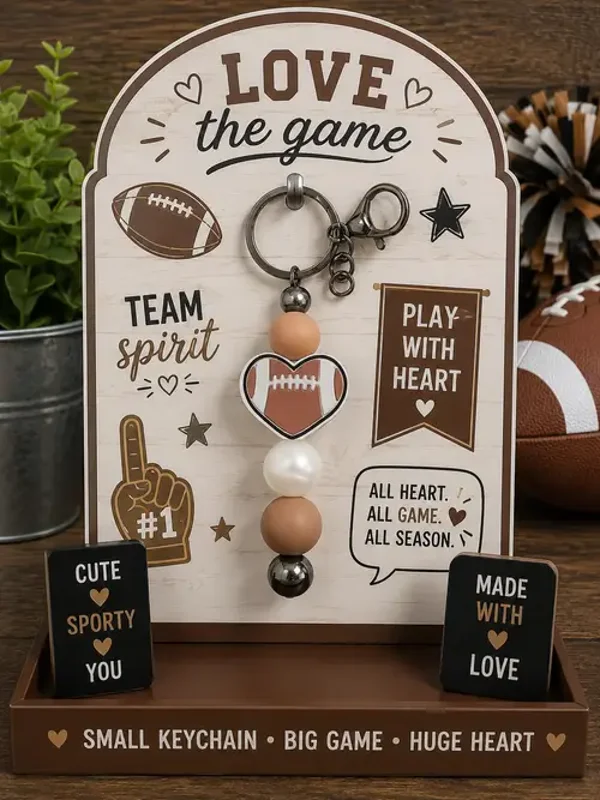 Love the Game Football Keychain