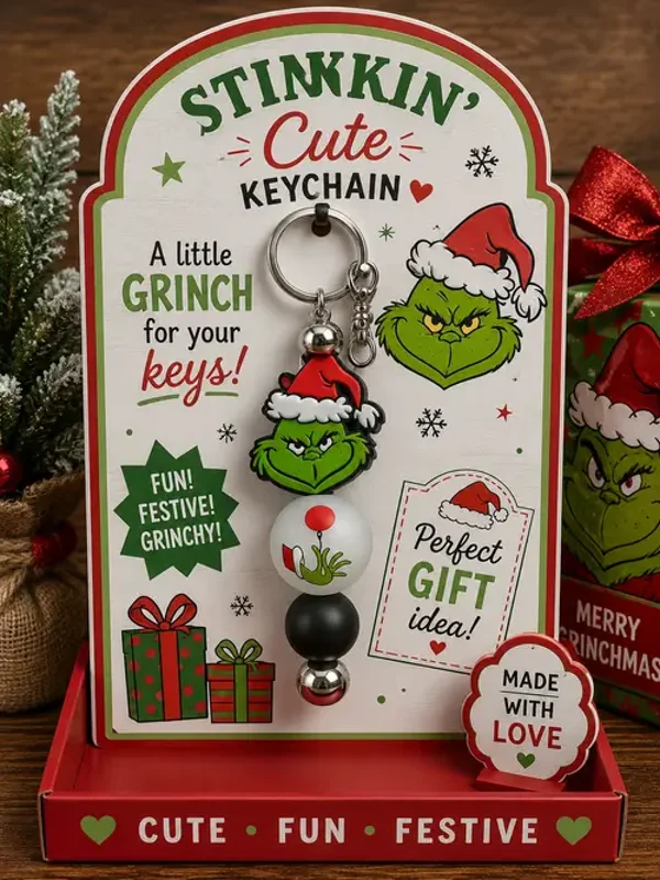 Stinkin' Cute Grinch Keychain