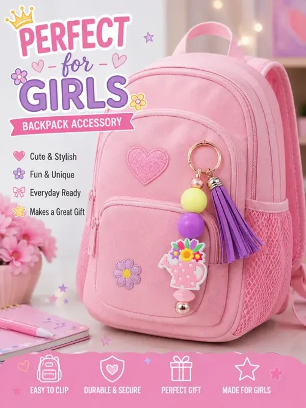 Flower Watering Can Backpack Charm