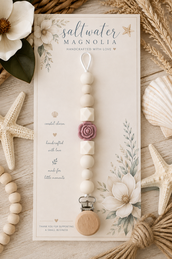 Blushing Bloom Pacifier Clip