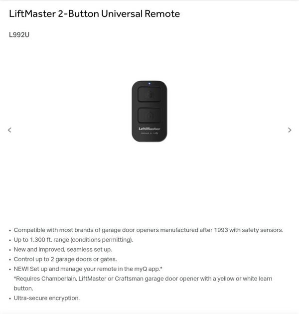 Liftmaster Universal Remote