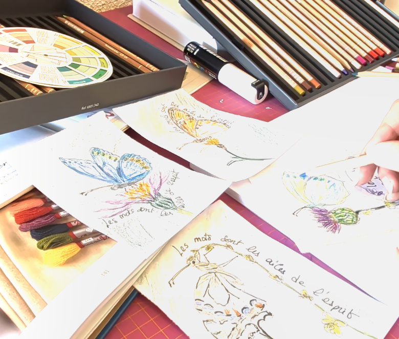 dessin preparatoires avant broderie