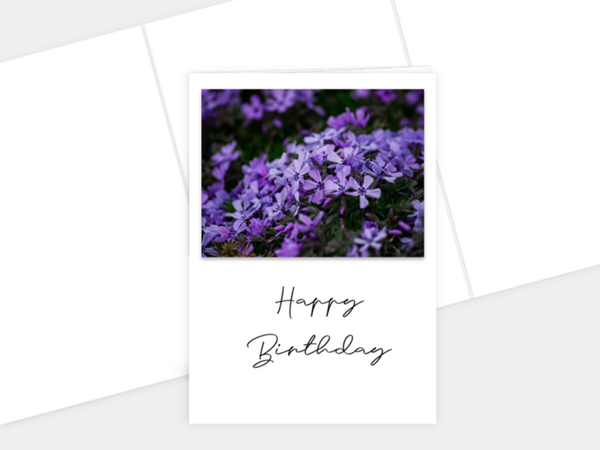 Geburtstagskarte Violette Blumen