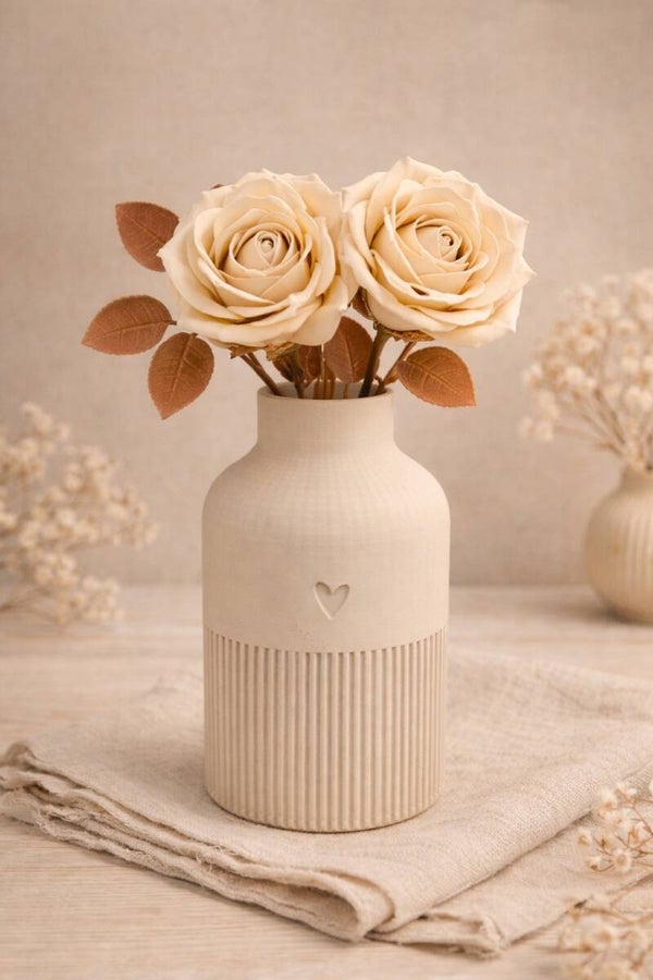 Decoratie Set vaas met 2 rozen
