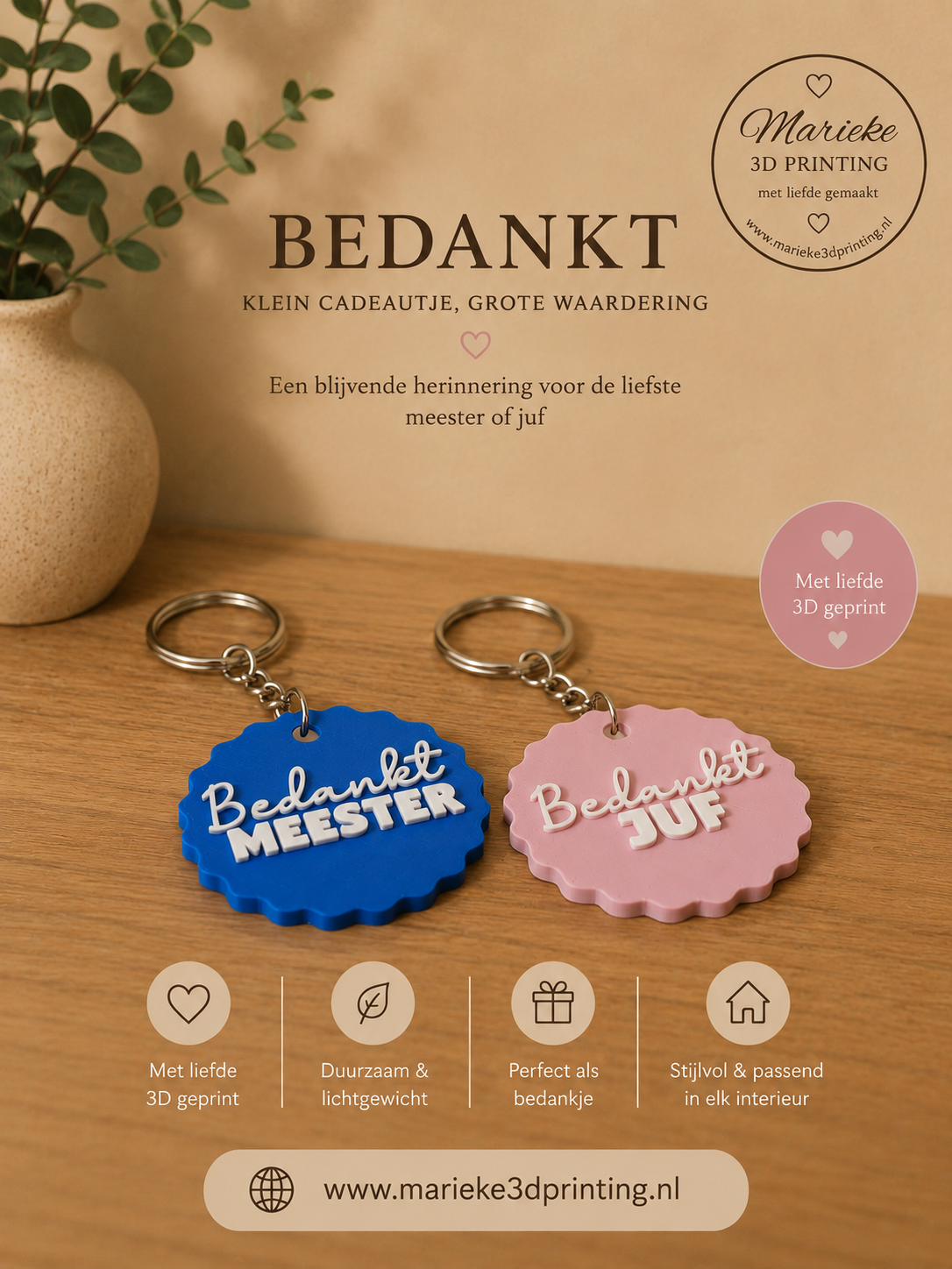 Sleutelhanger Bedankt Meester/ Bedankt Juf