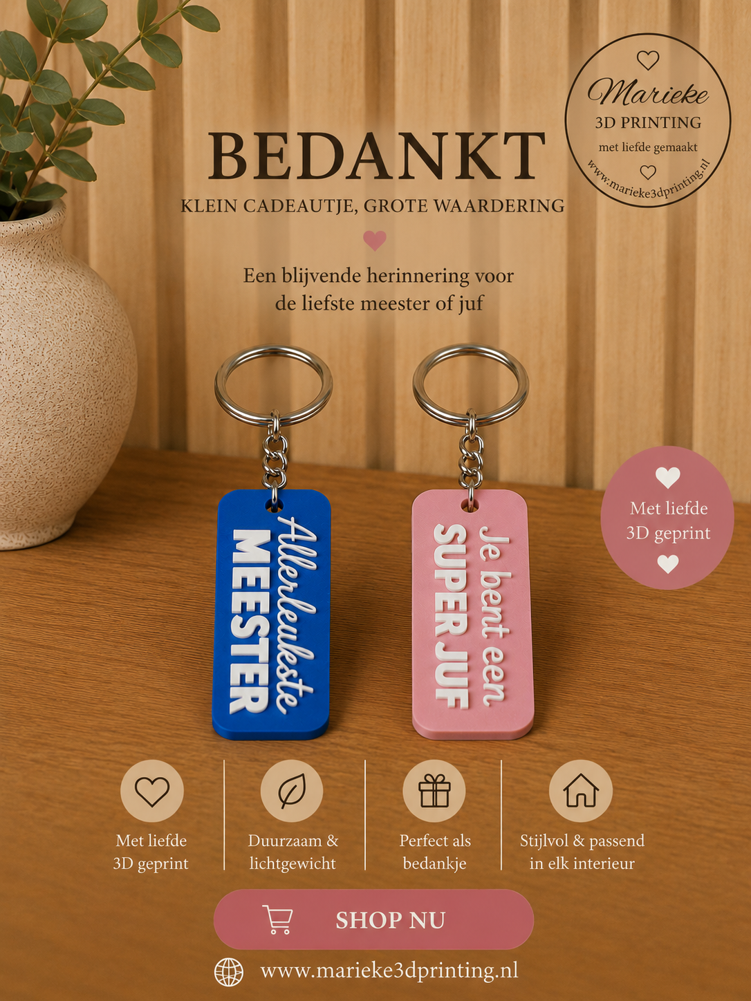 Sleutelhanger Je bent een super juf/allerleukste meester