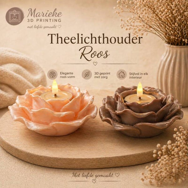 Theelichthouder roos