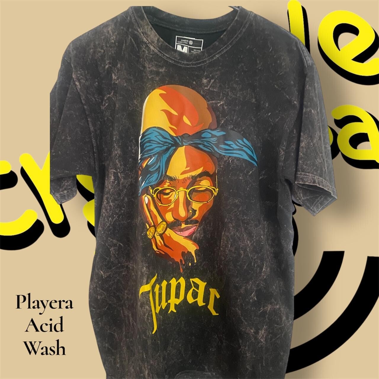 PLAYERA ACID WASH NEGRO