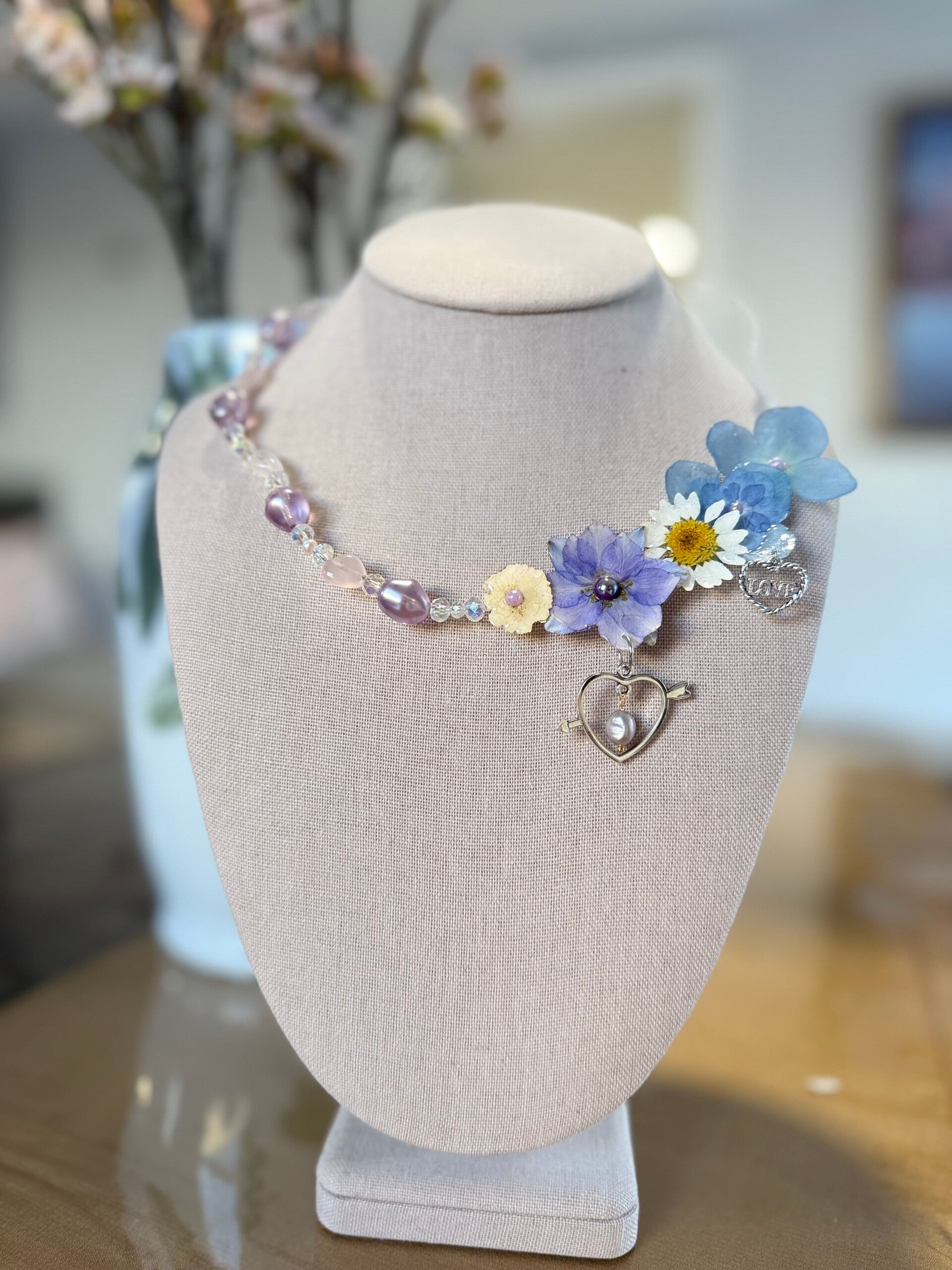 Purple Orchid Necklace Preserved in Resin