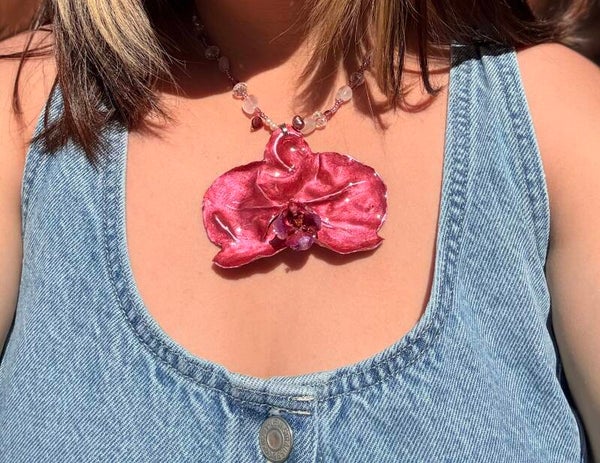 Hot pink Orchid necklace