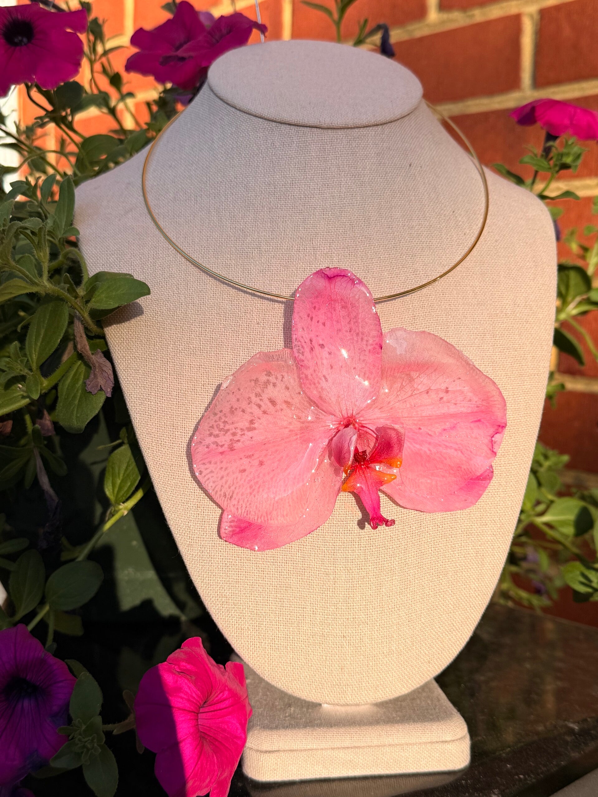 Pink Orchid Necklace Elegant