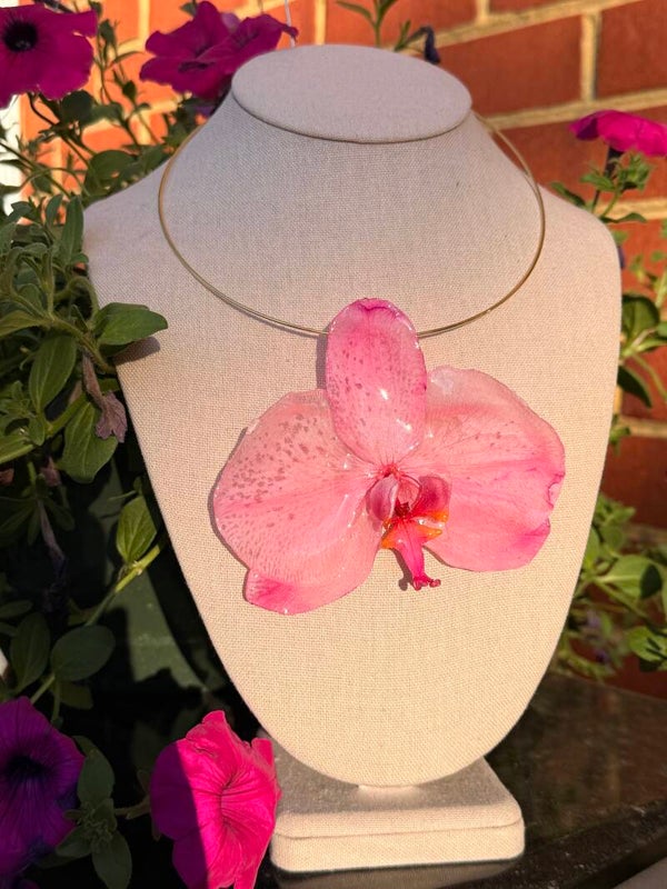 Pink Orchid Necklace Elegant