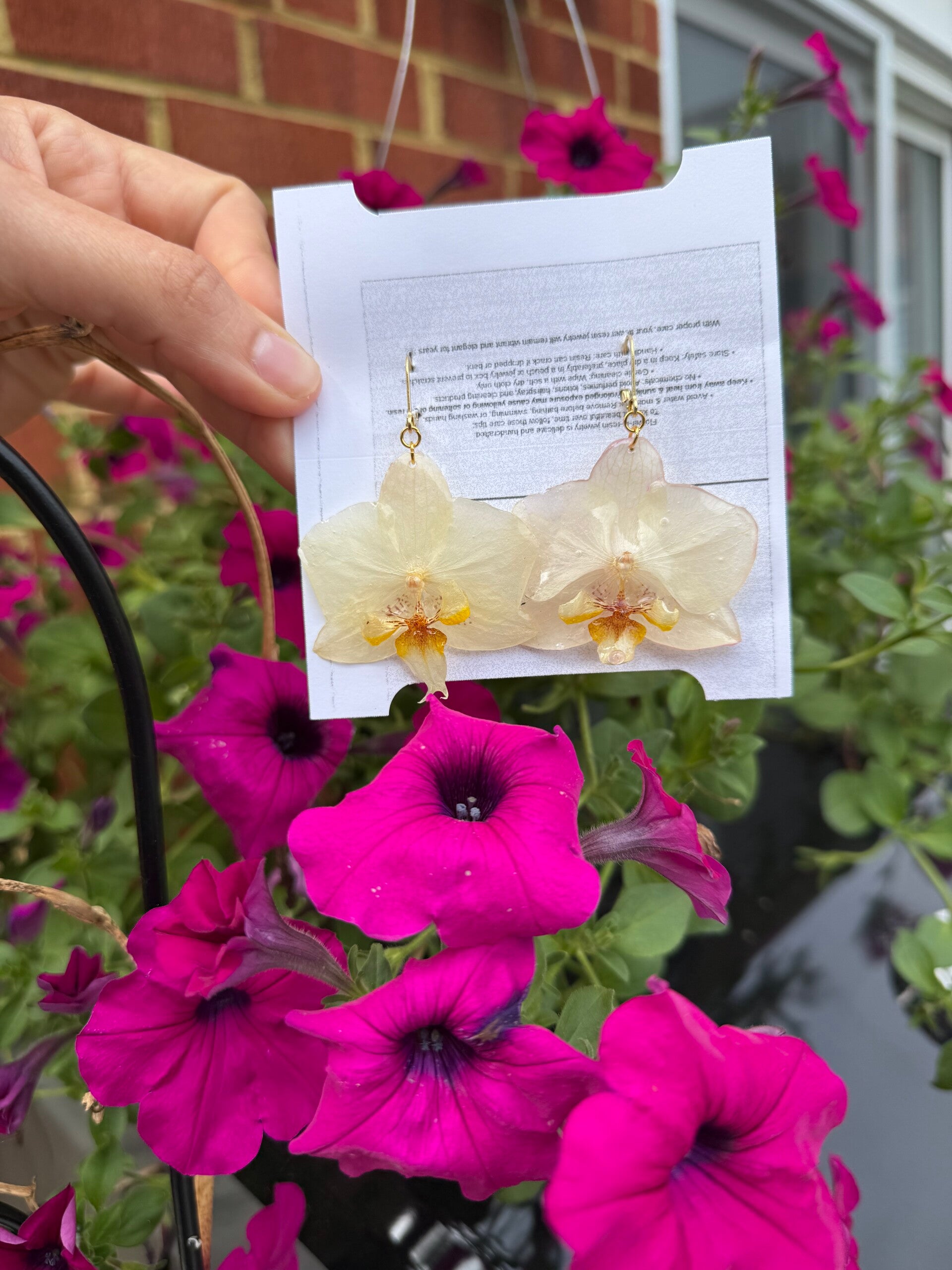 Handmade White Orchid Earrings