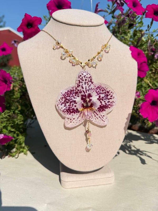 Polka Dot Orchid Necklace