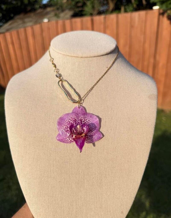 Purple Real Orchid Necklace