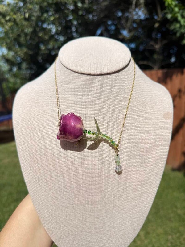 Delicate Rose Pendant Necklace