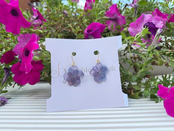 Blue Earrings made with real Flowers