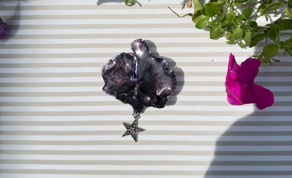 Real Orchid Preserved in Resin and Hand Painted