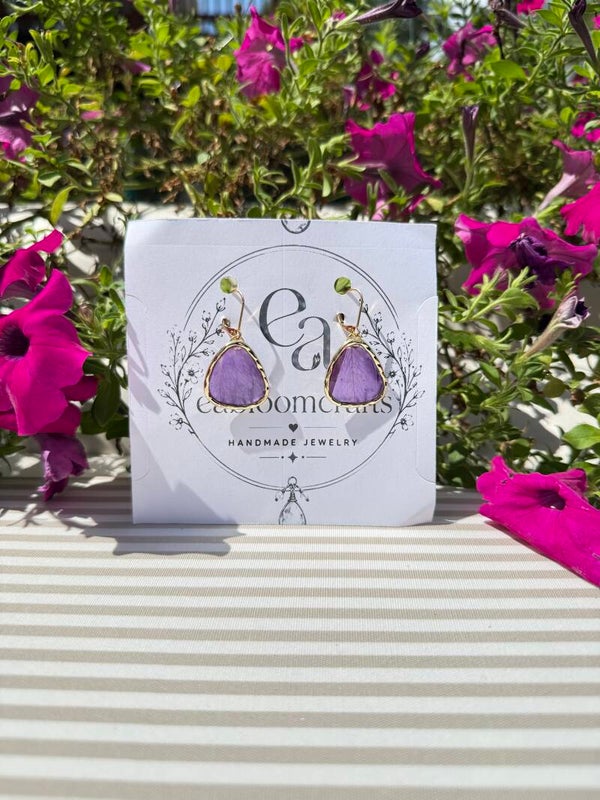 Purple Petals Earrings made with real flowers