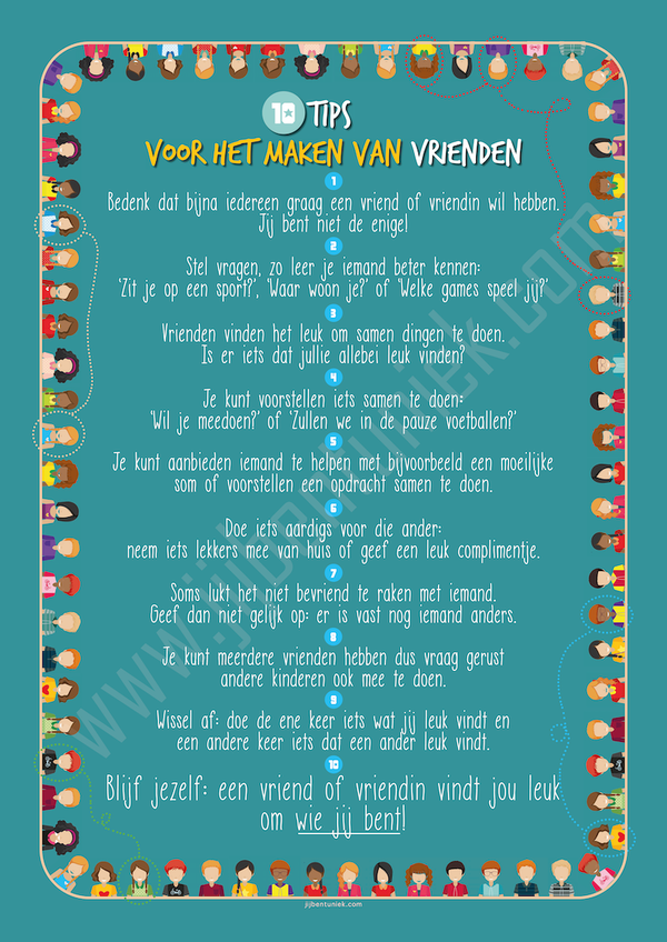 Poster '10 Tips voor het maken van vrienden', A2 formaat (42 x59,4cm)