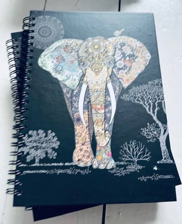 Bug Art spiral bound notebook featuring Decorative Elephant.