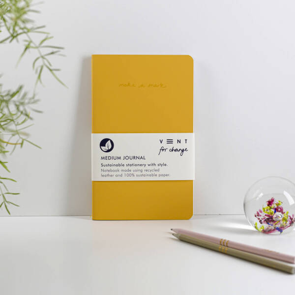 Medium Recycled Leather  'Make a Mark ' Journal -by VENT For Change