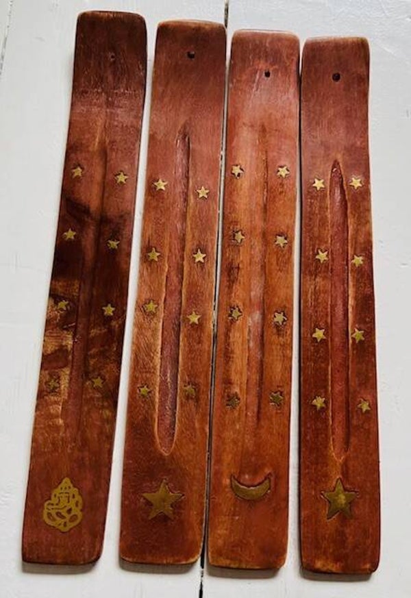 Brass Inlaid Incense Holder/ Ash Catcher in Mango wood.