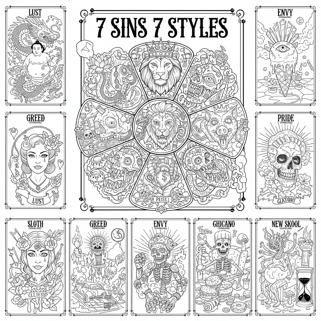 7 sins 7 tattoo styles