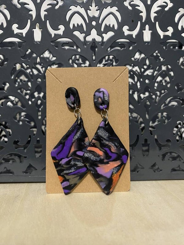 Spooky Vibes Orange and Silver Glitter Diamonds