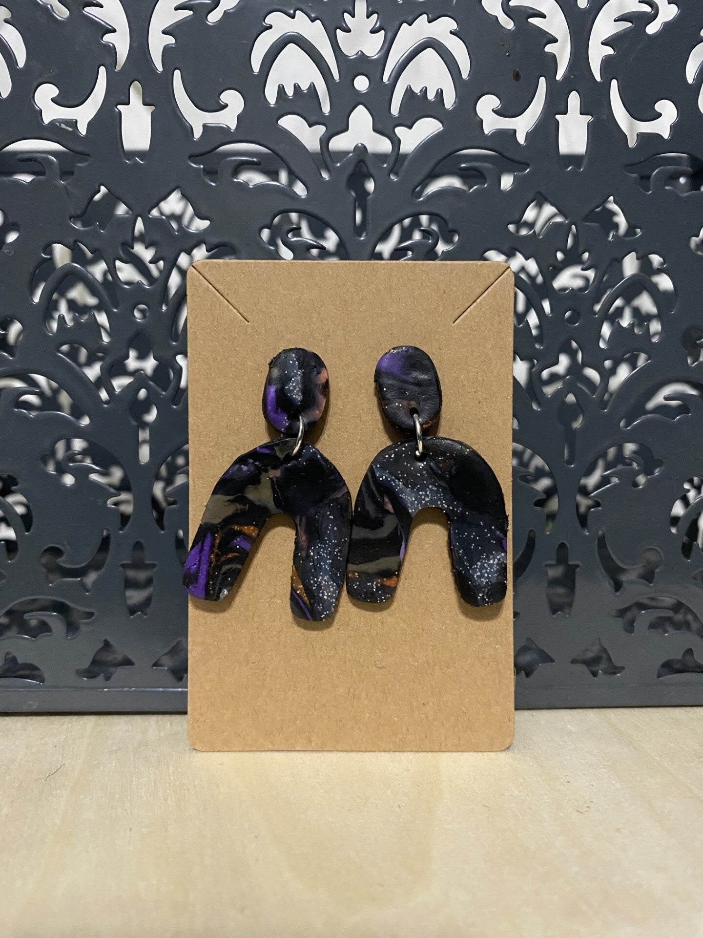 Spooky Vibes Orange and Silver Glitter Rainbow