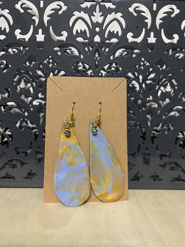 Glitter Gold and Blues Tear Drops