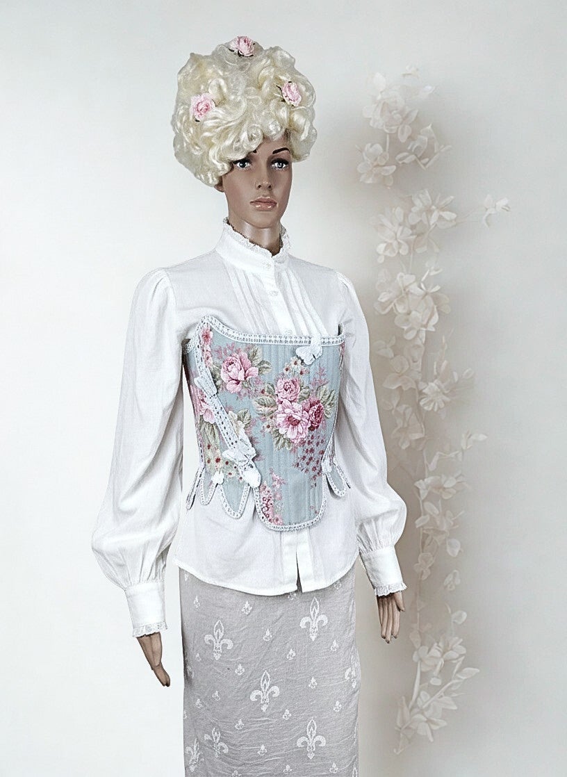Edwardian Floral Corset Victorian Silk