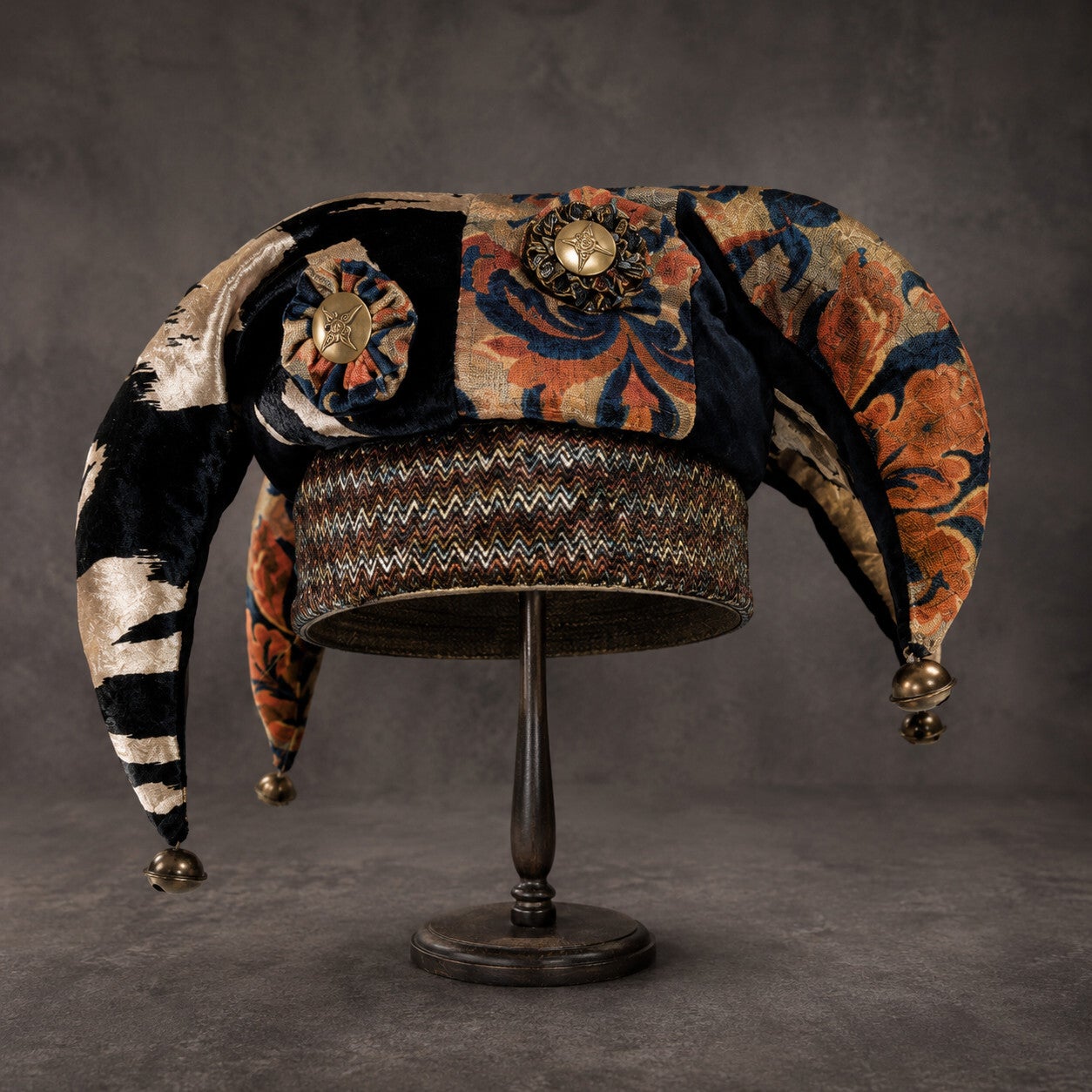 One of a Kind Velvet Jester Hat Four Wing Court Jester