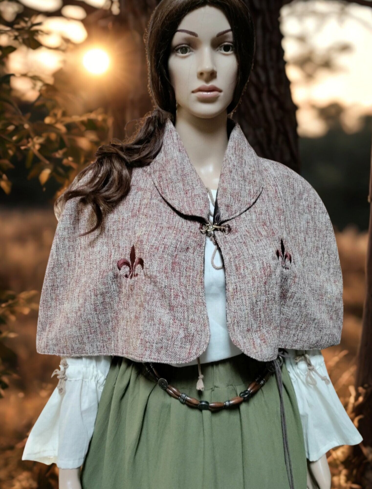 Silk & Wool Fantasy Cape Elven LARP Cloack