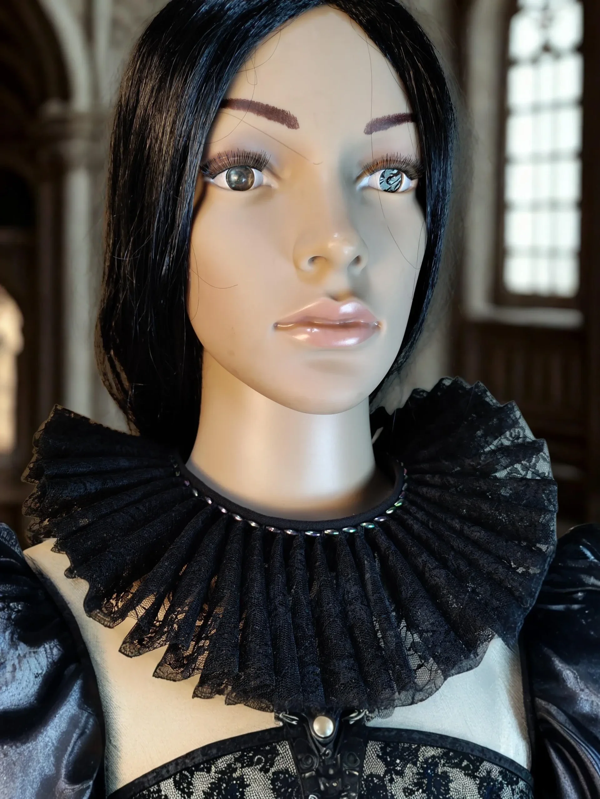 Black Lace Ruff Collar Victorian Gothic
