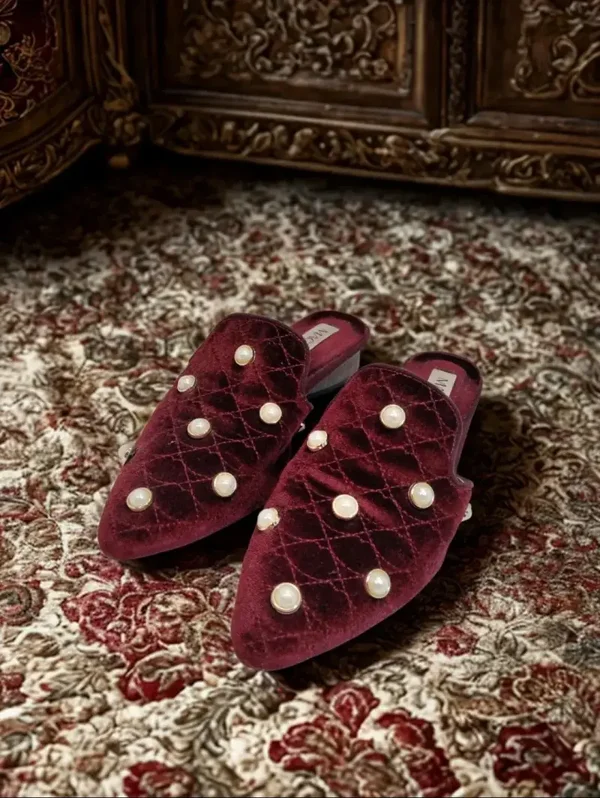 Burgundy Velvet Baroque Loafers